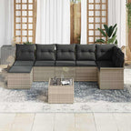 Gartensofa-set mit Kissen 8 pcs Hellgrau Poly-Rattan