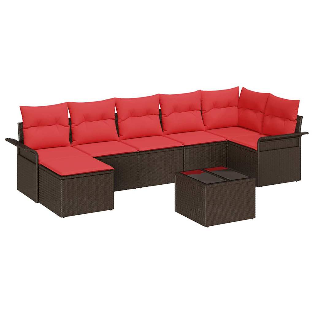 Gartensofa-set mit Kissen 8 pcs Braun Poly-Rattan