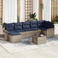 Gartensofa-set mit Kissen 8 pcs Grau Poly-Rattan