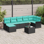 Gartensofa-set mit Kissen 8 pcs Schwarz Poly-Rattan