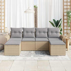 Gartensofa-set mit Kissen 6 pcs Beige Poly-Rattan