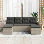 Gartensofa-set mit Kissen 6 pcs Hellgrau Poly-Rattan