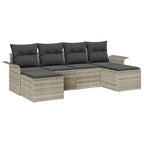 Gartensofa-set mit Kissen 6 pcs Hellgrau Poly-Rattan