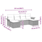Gartensofa-set mit Kissen 6 pcs Hellgrau Poly-Rattan