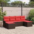 Gartensofa-set mit Kissen 6 pcs Braun Poly-Rattan