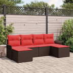 Gartensofa-set mit Kissen 6 pcs Braun Poly-Rattan