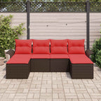 Gartensofa-set mit Kissen 6 pcs Braun Poly-Rattan