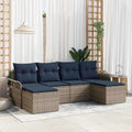 Gartensofa-set mit Kissen 6 pcs Grau Poly-Rattan