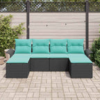 Gartensofa-set mit Kissen 6 pcs Schwarz Poly-Rattan