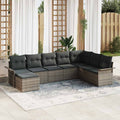 Gartensofa-set mit Kissen 8 pcs Grau Poly-Rattan