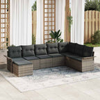 Gartensofa-set mit Kissen 8 pcs Grau Poly-Rattan