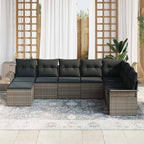 Gartensofa-set mit Kissen 8 pcs Grau Poly-Rattan