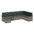 Gartensofa-set mit Kissen 8 pcs Grau Poly-Rattan