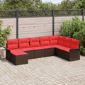 Gartensofa-set mit Kissen 8 pcs Braun Poly-Rattan