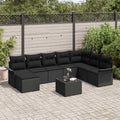 Gartensofa-set mit Kissen 9 pcs Schwarz Poly-Rattan