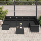 Gartensofa-set mit Kissen 9 pcs Schwarz Poly-Rattan