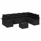 Gartensofa-set mit Kissen 9 pcs Schwarz Poly-Rattan