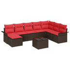 Gartensofa-set mit Kissen 9 pcs Braun Poly-Rattan
