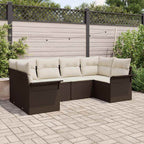 Gartensofa-set mit Kissen 6 pcs Braun Poly-Rattan