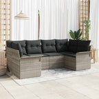 Gartensofa-set mit Kissen 6 pcs Hellgrau Poly-Rattan