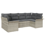 Gartensofa-set mit Kissen 6 pcs Hellgrau Poly-Rattan