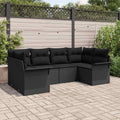 Gartensofa-set mit Kissen 6 pcs Schwarz Poly-Rattan