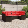 Gartensofa-set mit Kissen 6 pcs Braun Poly-Rattan