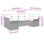Garten-Sofa-Set mit Kissen 6 pcs Schwarz Poly Rattan