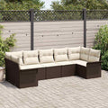 Gartensofa-set mit Kissen 7 pcs Braun Poly-Rattan