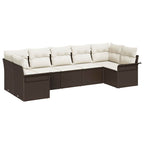 Gartensofa-set mit Kissen 7 pcs Braun Poly-Rattan