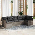 Gartensofa-set mit Kissen 7 pcs Grau Poly-Rattan