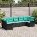 Garten-Sofa-Set mit Kissen 7 pcs Schwarz Poly Rattan