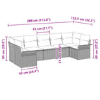 Garten-Sofa-Set mit Kissen 7 pcs Schwarz Poly Rattan