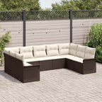 Gartensofa-set mit Kissen Braun Poly-Rattan