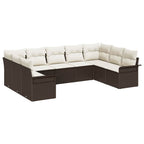 Gartensofa-set mit Kissen Braun Poly-Rattan