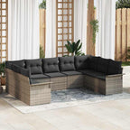 Gartensofa-set mit Kissen Grau Poly-Rattan