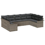 Gartensofa-set mit Kissen Grau Poly-Rattan