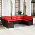 Gartensofa-set mit Kissen 9 pcs Braun Poly-Rattan