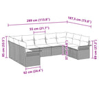 Gartensofa-set mit Kissen 9 pcs Braun Poly-Rattan
