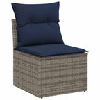 Gartensofa-set mit Kissen 9 pcs Grau Poly-Rattan