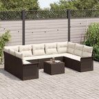 Gartensofa-set mit Kissen 10 pcs Braun Poly-Rattan