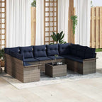 Gartensofa-set mit Kissen 10 pcs Grau Poly-Rattan