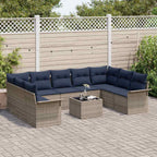 Gartensofa-set mit Kissen 10 pcs Grau Poly-Rattan