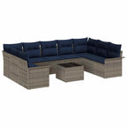 Gartensofa-set mit Kissen 10 pcs Grau Poly-Rattan