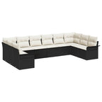 Gartensofa-set mit Kissen 10 pcs Schwarz Poly-Rattan