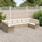 Gartensofa-set mit Kissen 10 pcs Beige Poly-Rattan