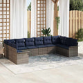 Gartensofa-set mit Kissen 10 pcs Grau Poly-Rattan