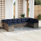 Gartensofa-set mit Kissen 10 pcs Grau Poly-Rattan