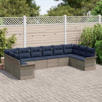 Gartensofa-set mit Kissen 10 pcs Grau Poly-Rattan