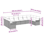 Gartensofa-set mit Kissen 10 pcs Grau Poly-Rattan